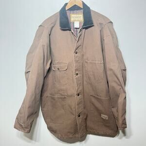 C. E. Schmidt VTG Coat Chore Barn Brown Canvas Corduroy Blanket Lined Work 2X
